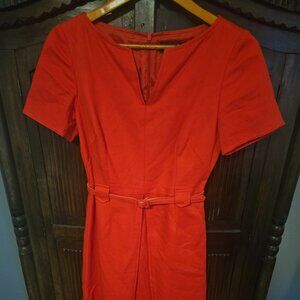 Red belted dress